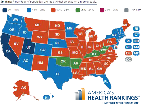 Map of Smoking in America 2012