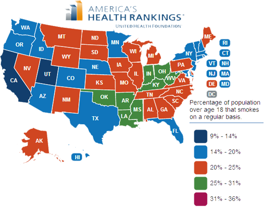 Map of Smoking in America 2012